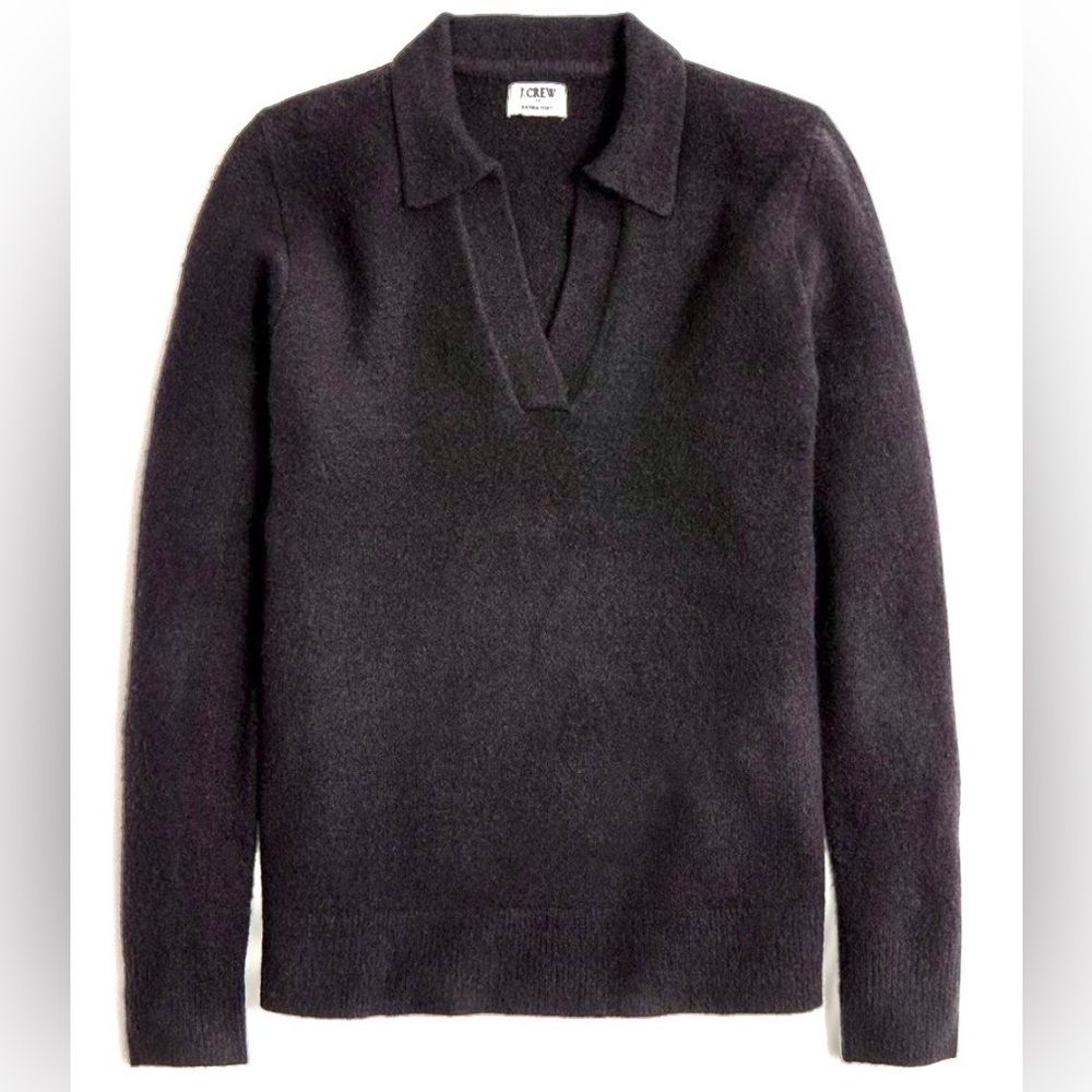 J. Crew Women's Black V-Neck Polo Sweater